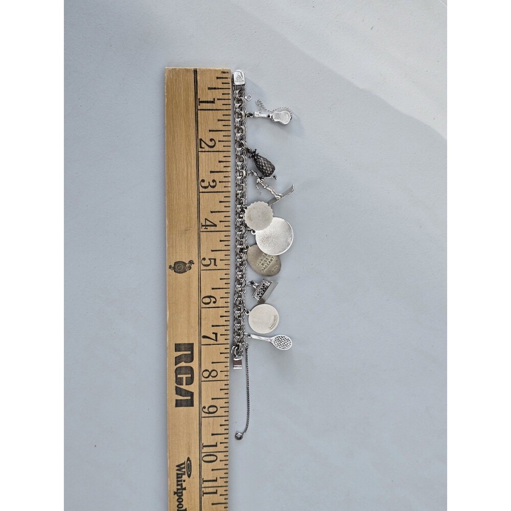 Vintage JB Jacoby Bender Sterling Silver Hearts Charm Bracelet Skater Guitar - Picture 11 of 14